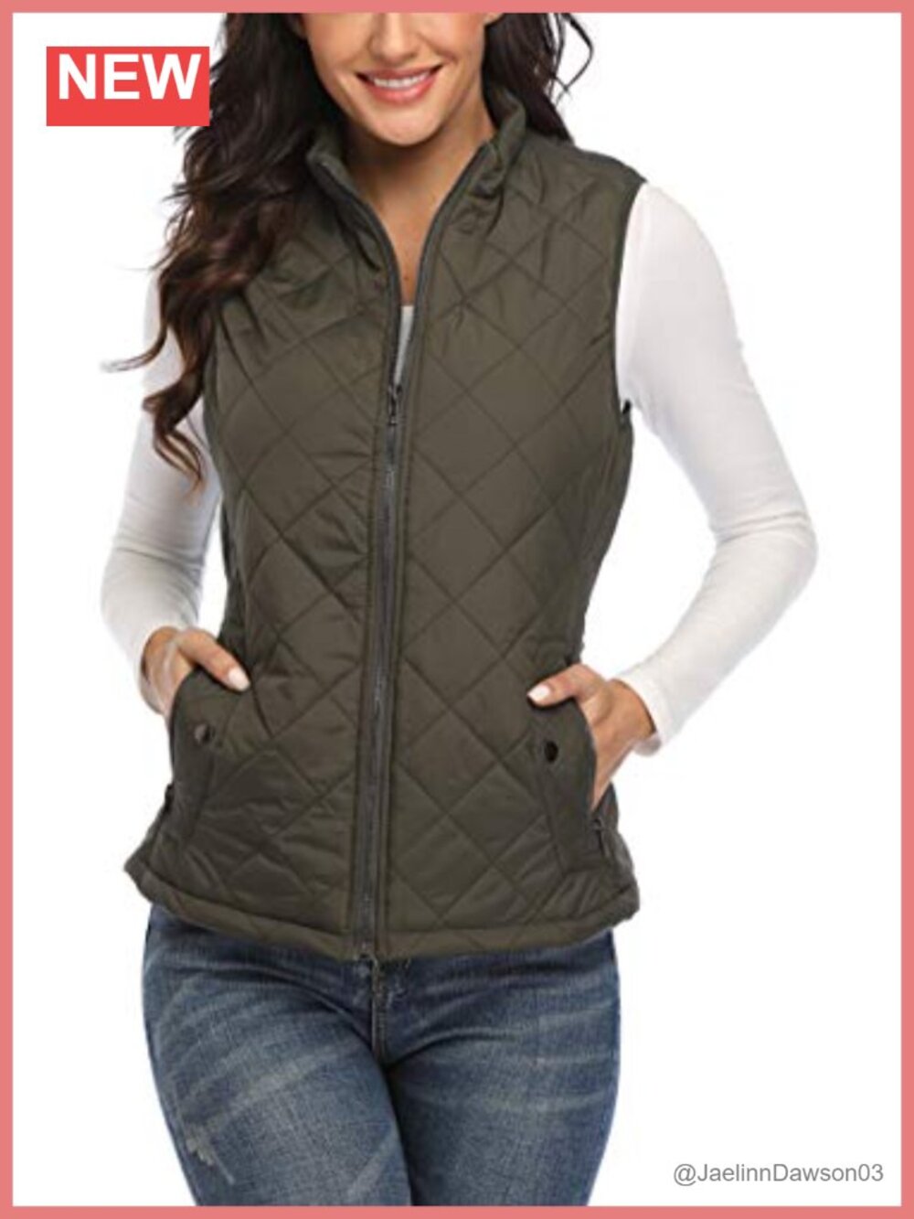 Quilted Padded Vest Zip Up Stand Collar Lightweight Winter Outerwear